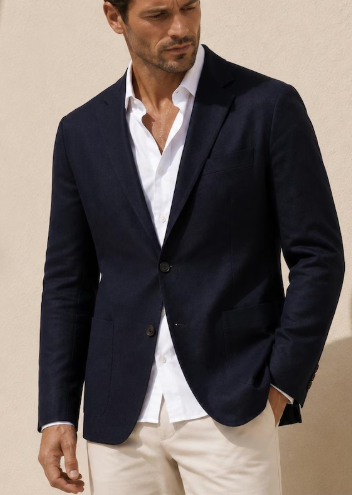 Men's Lightweight Linen Blend Blazer, Summer Casual Sport Coat, Breathable Travel Jacket