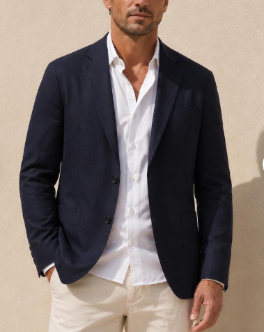 Men's Lightweight Linen Blend Blazer, Summer Casual Sport Coat, Breathable Travel Jacket